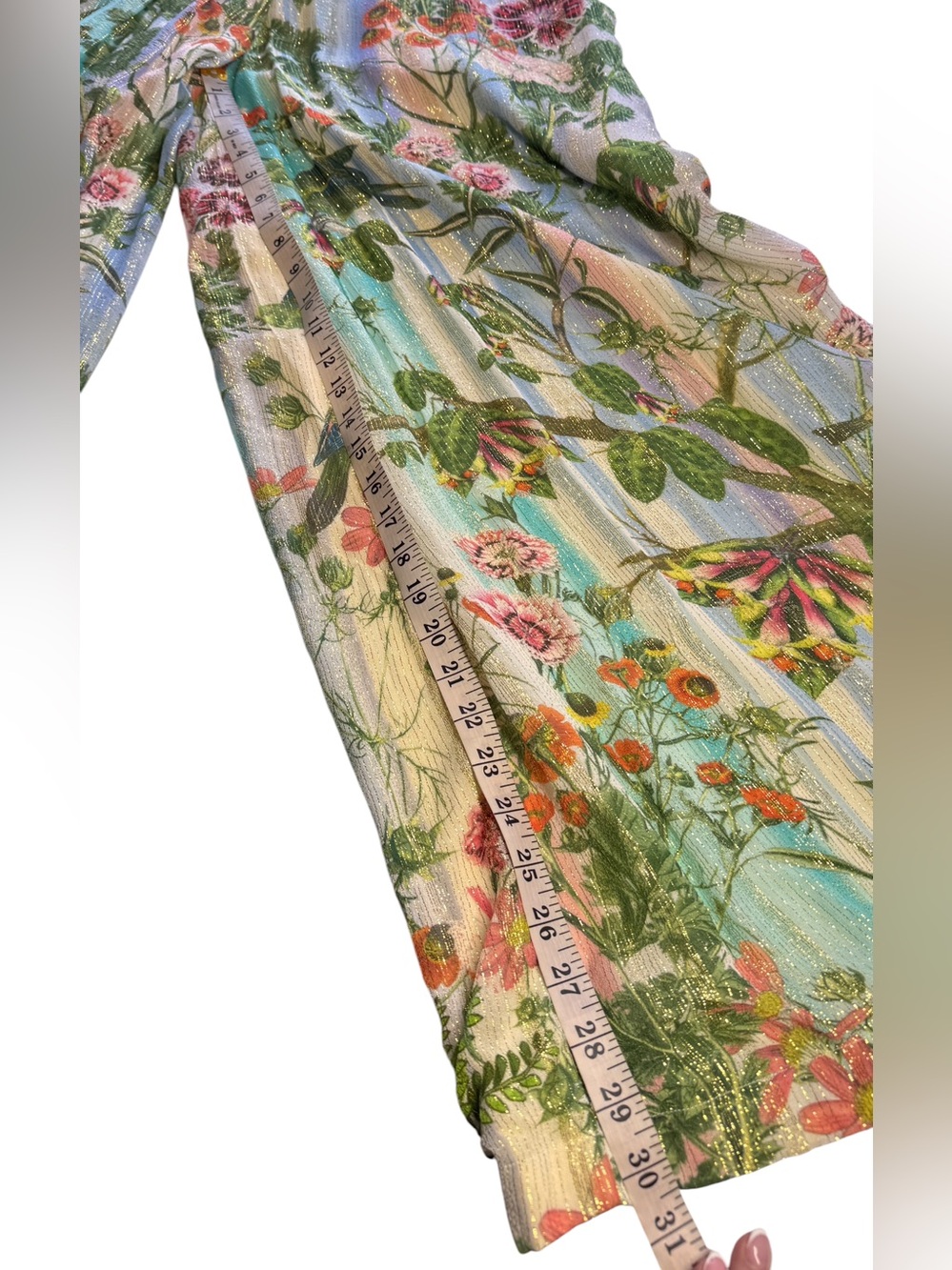 Just Bellina Wide Leg Ava Bolero Multicolored Floral Metallic Pants Small Beach - Picture 15 of 15